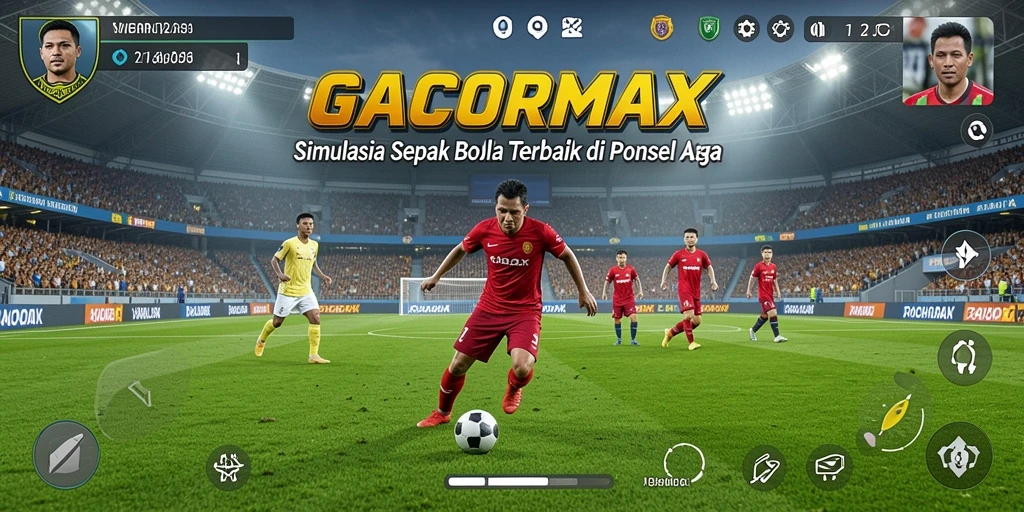 Screenshot utama GACORMAX menampilkan momen seru dalam pertandingan sepak bola.