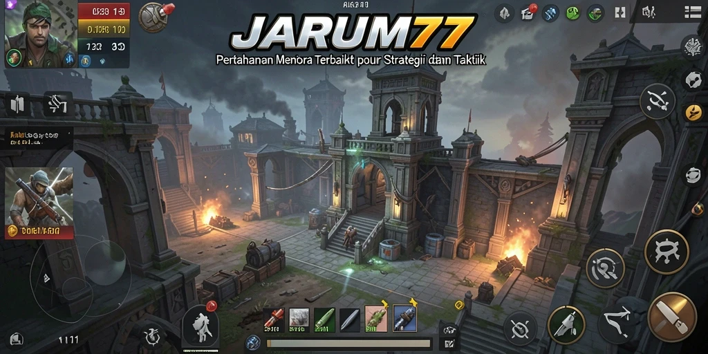 Tampilan gameplay JARUM77 yang menarik dengan strategi menara.