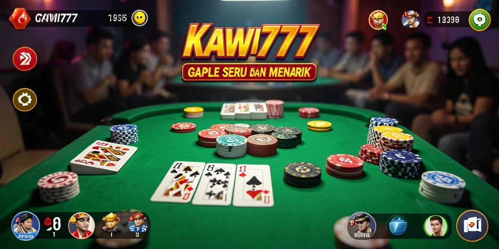 Tampilan gameplay seru KAWI777 dalam permainan Gaple.
