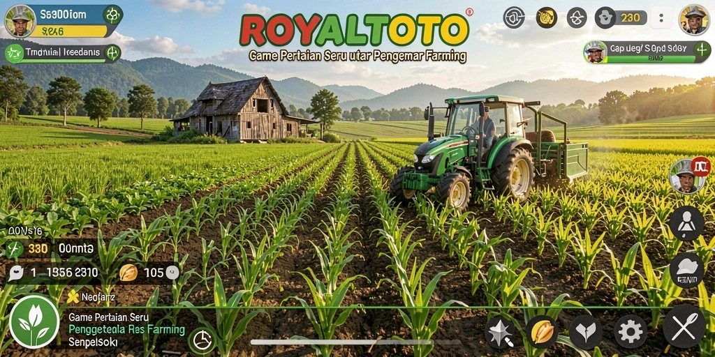 Screenshot utama ROYALTOTO menunjukkan petani yang sedang merawat ladangnya.