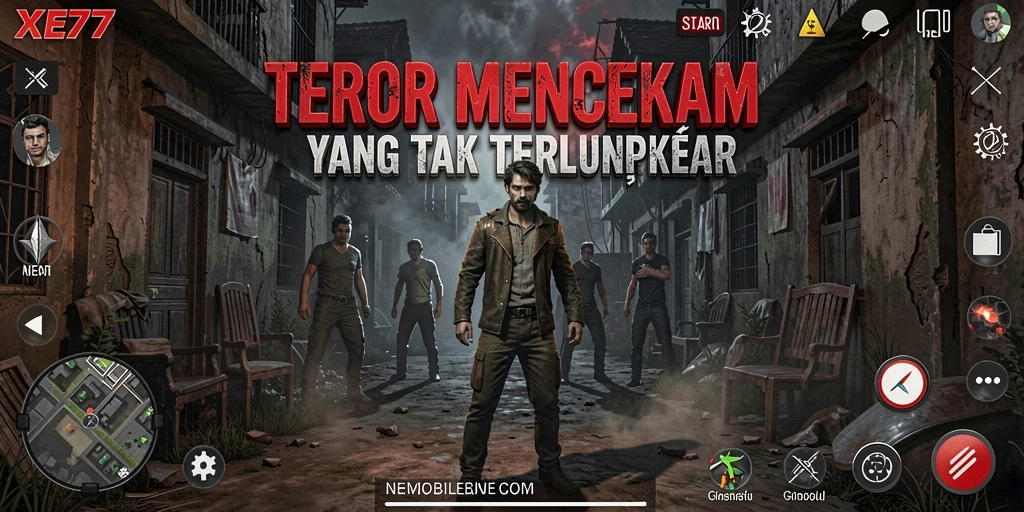 Screenshot gameplay XE77 dengan suasana Horror yang menegangkan.